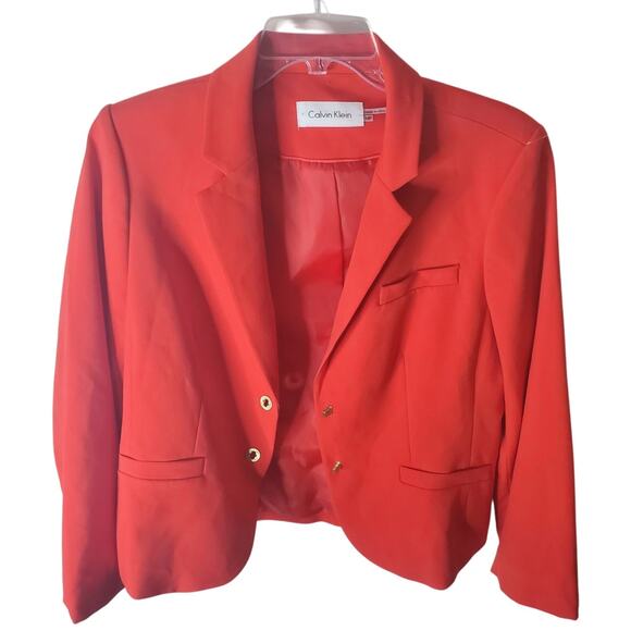 Calvin Klein Red Fully Lined Blazer Jacket, 2 Closures - Picture 1 of 6
